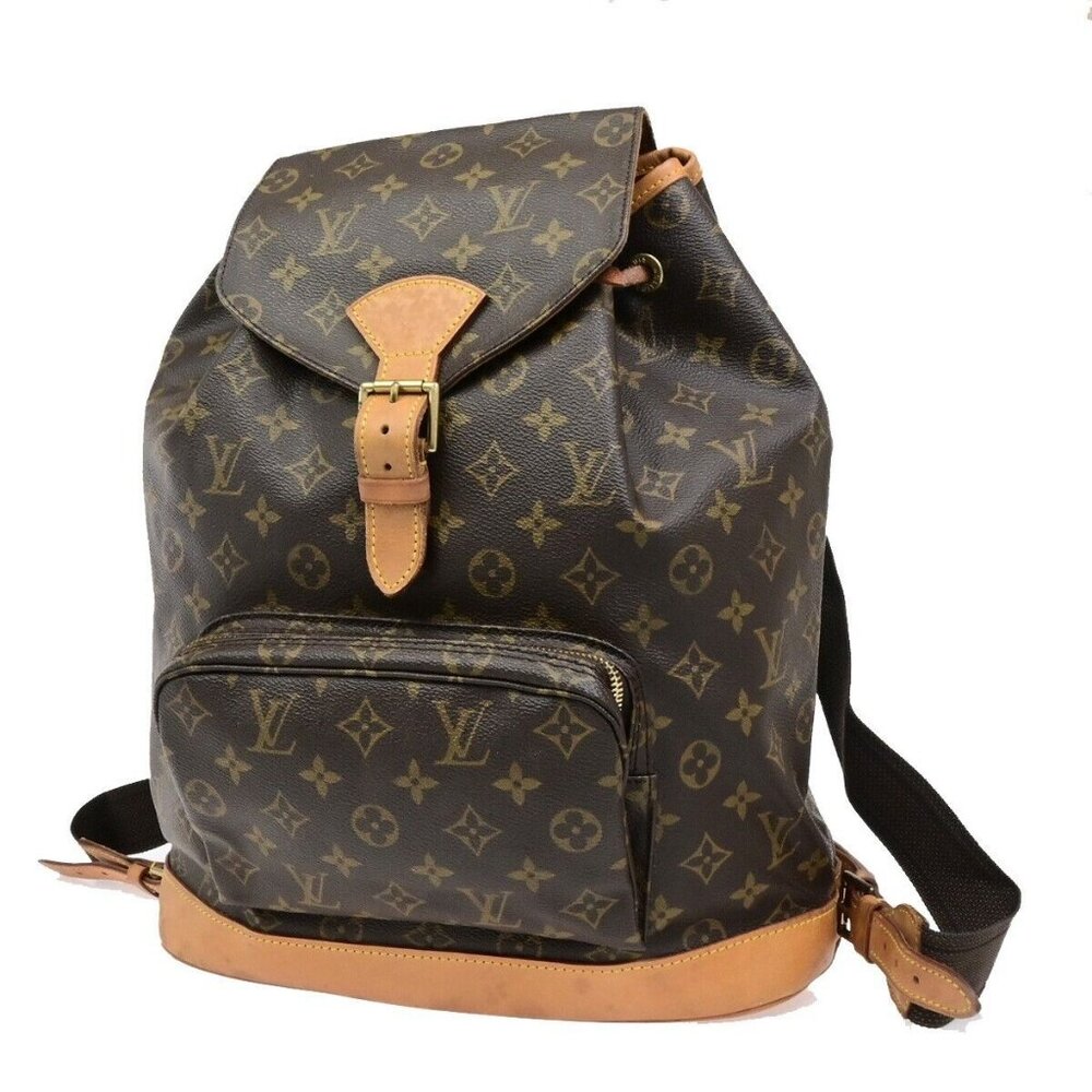 LOUIS VUITTON Montsouris GM Backpack Bag Monogram Leather Brown M51135 15ED904 - Picture 1 of 16